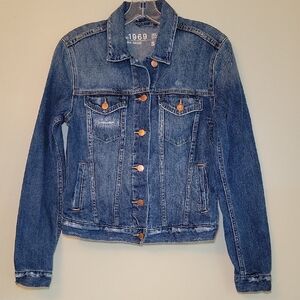 Gap‎ 1969 Denim Jacket W Sm Distressed Y2K Grunge